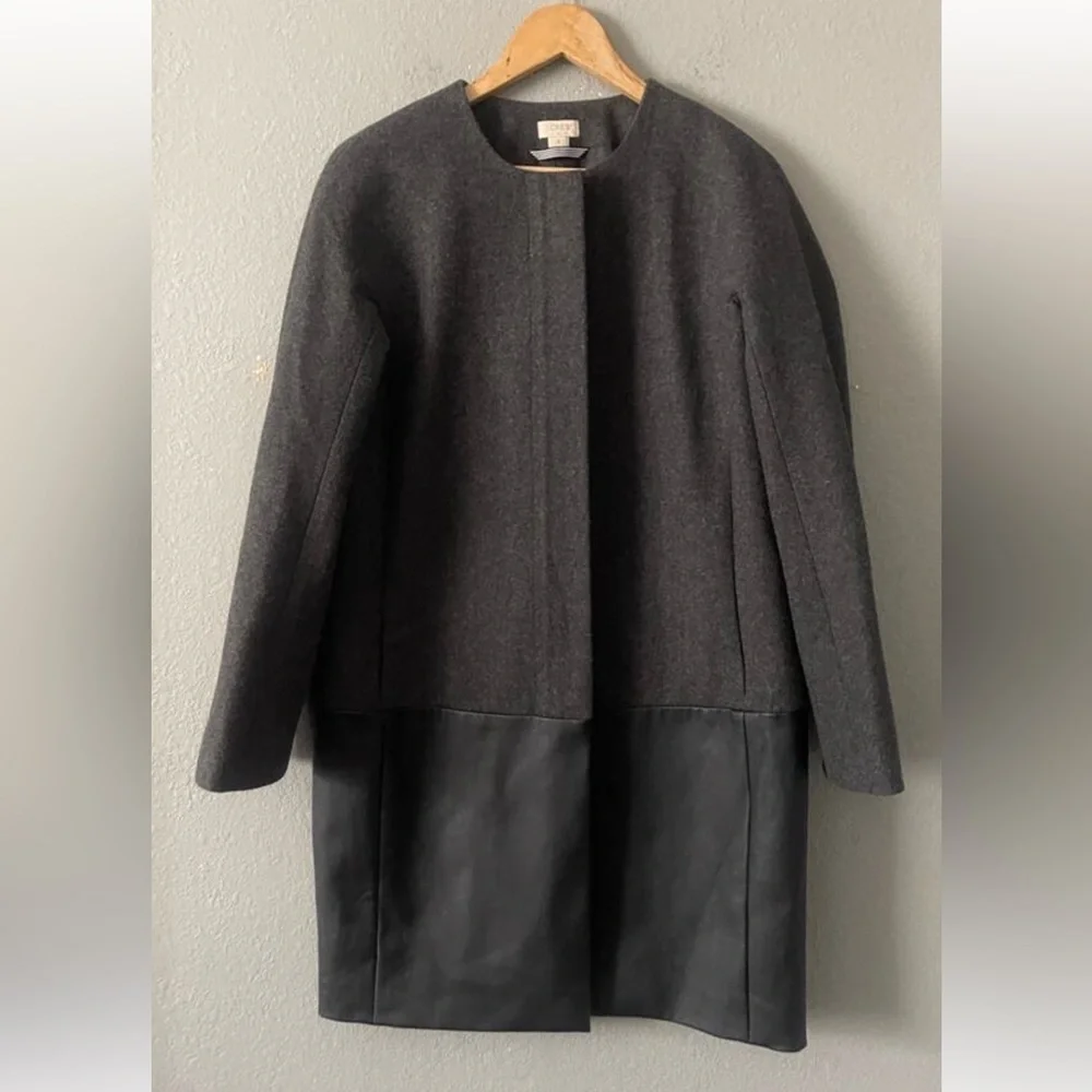 J. crew wool and leather panel jacket women’s sz 12 retail $228